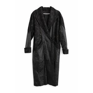 Black Leather Trench‎ Coat